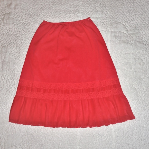 Vintage Other - Vtg 50's-60s Half Slip, Red Lace, Accordian Ruffle